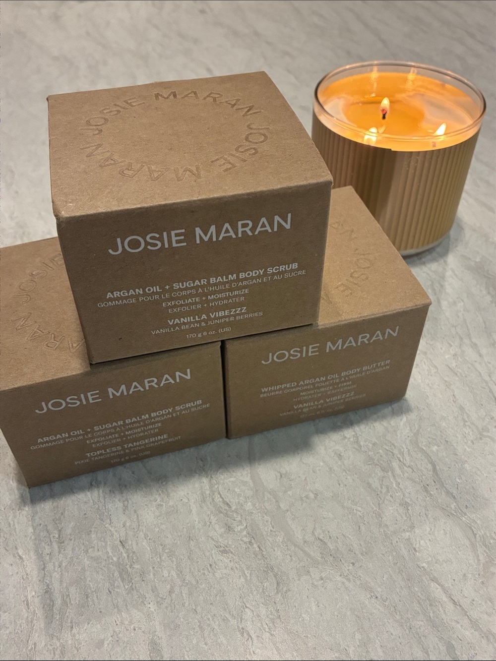 Josie Maran Argan Oil Body Scrub & Butter - Natural Brown Packaging